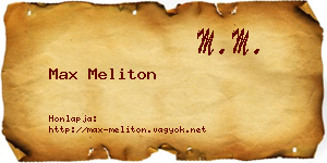 Max Meliton névjegykártya